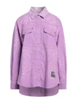 Versace Jeans Couture Woman Shirt Purple Size 4 Cotton, Elastane