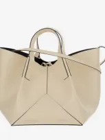 Victoria Beckham Logo Leather Shoulder Bag In White