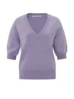 Yaya Soft Sweater With V Neck And Half Long Sleeves | Lavender Purple Melange