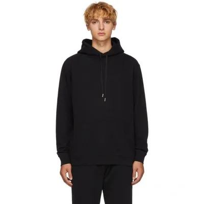 Sunspel Black Cotton Loopback Overhead Hoodie