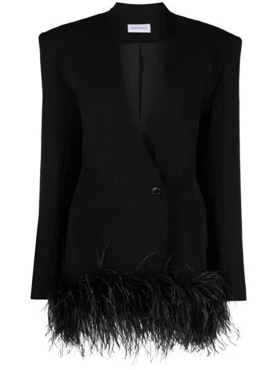 16arlington Black Elinor Feather-trim Blazer