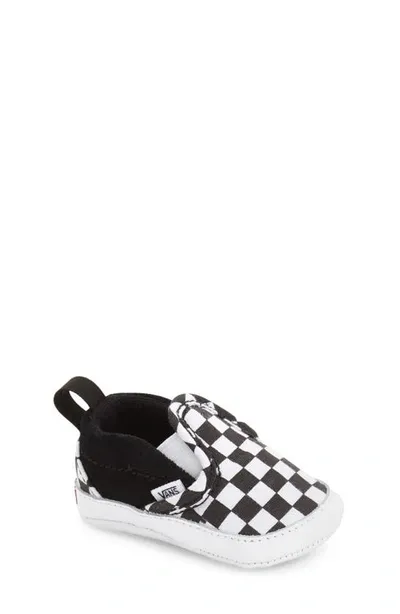 Vans Babies' Slip-on Crib Sneakers In Black/white