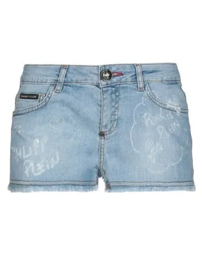 Philipp Plein Denim Shorts In Blue