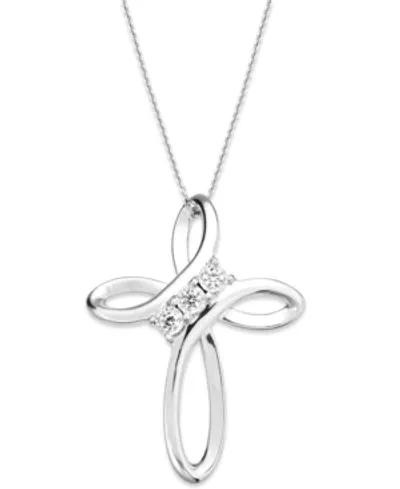 Trumiracle Diamond Cross Pendant Necklace In Sterling Silver (1/10 Ct. T.w.) In No Color