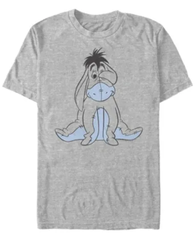 Fifth Sun Men's Basic Sketch Eeyore Short Sleeve T-shirt In Heather Gray