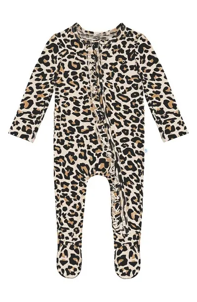 Posh Peanut Babies' Girls' Lana Leopard Printed Footed Coverall - Girls In Leopard Tan