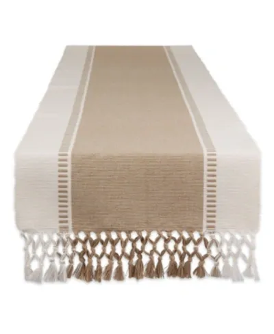 Design Imports Dobby Stripe Table Runner, 13" X 72" In Brown