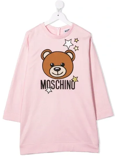 Moschino Kids' Graphic-print Jersey Dress In Pink