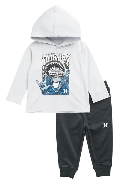 Hurley Babies'  Hooded Pullover & Joggers Set In Pure Platinum