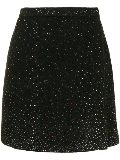 Ermanno Scervino Wrap Mini Skirt With Crystals In Black