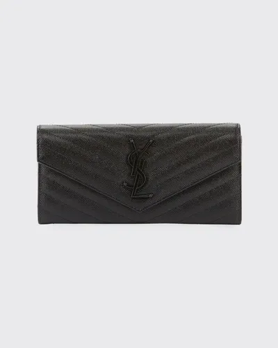 Saint Laurent Ysl Logo Medallion Continental Wallet In Black