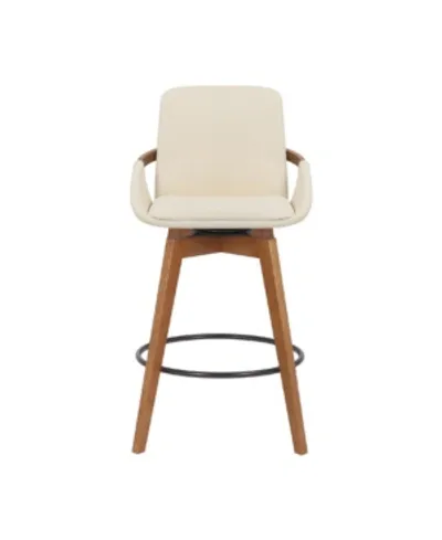 Armen Living Baylor Swivel Wood Bar Or Counter Height Stool In Cream