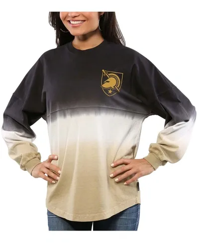 Spirit Jersey Women's Black Army Black Knights Ombre Long Sleeve Dip-dyed