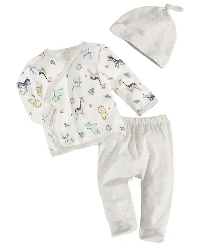 First Impressions Baby Boys Safari Take Me Home 3 Piece Set, Created For Macy's In Light Grey Heather