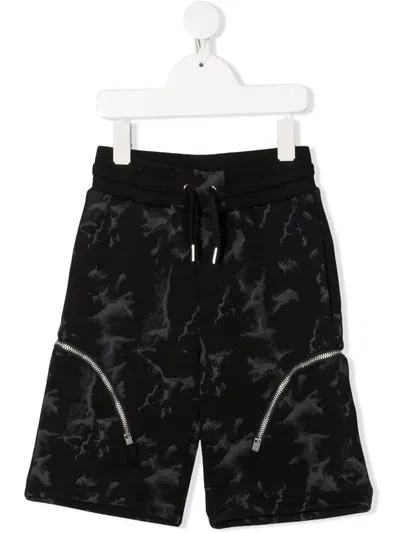 Givenchy Kids' Camouflage-print Cargo Shorts In Grey/black