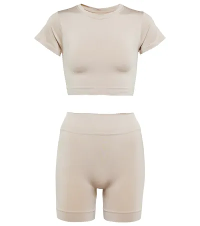 Prism T-shirt And Shorts Set In Taupe