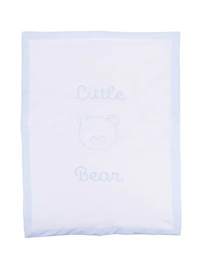 Little Bear Embroidered-logo Blanket In White