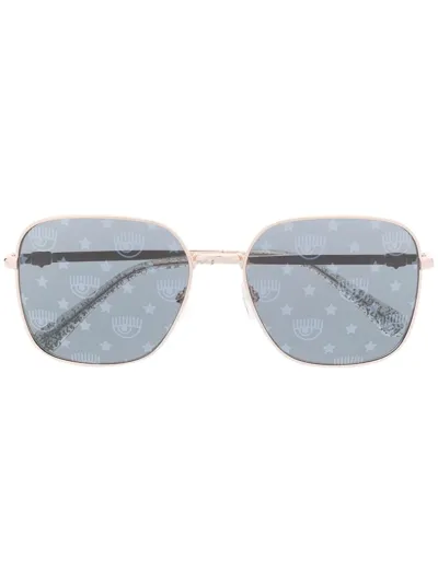 Chiara Ferragni Monogram Square-frame Sunglasses In Gold