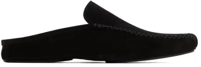 Manolo Blahnik Black Suede Crawford Loafers