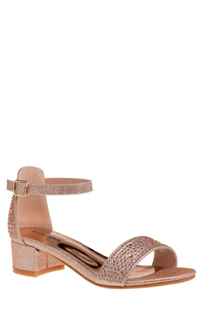 Badgley Mischka Kids'  Ankle Strap Embellished Dress Shoe In True Pink