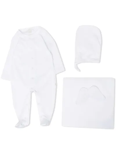 Marie-chantal Angel-wings Babygrow Set In White