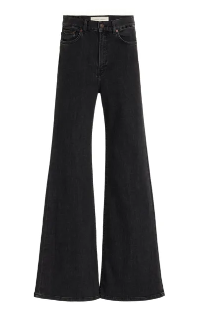 Jeanerica Fuji Stretch High-rise Super Flared-leg Jeans In Black