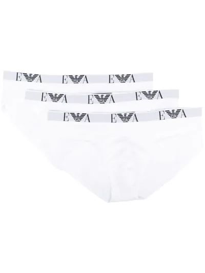 Emporio Armani Logo-band Briefs In White