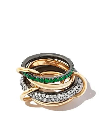 Spinelli Kilcollin 18kt Yellow Gold Vega Pavé Diamond And Emerald Ring