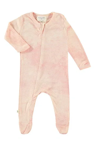 Paigelauren Babies' Long Sleeve Front Zip Footie In Marble Orange