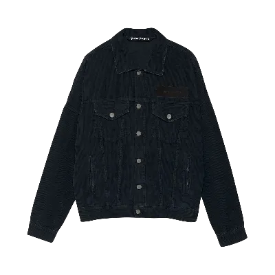 Pre-owned Palm Angels Corduroy Logo Denim Jacket 'black'