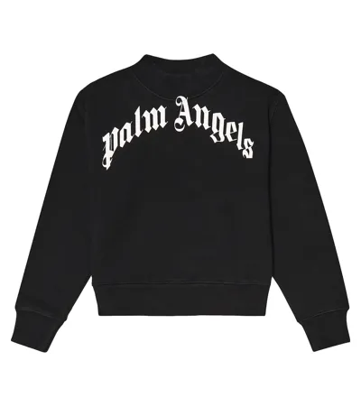 Palm Angels Kids' Logo Cotton Sweatshirt In Black