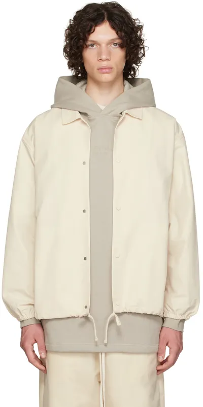 Essentials Off-white Drawstring Jacket In Egg Shell