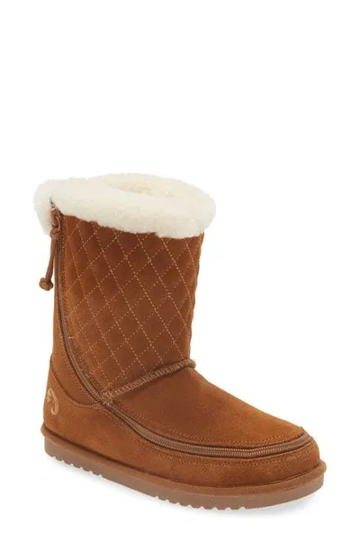 Billy Footwear Quilted Genuine Shearling Boot In Chestnut