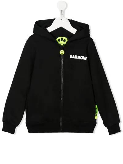 Barrow Kids Black Zipped Hoodie With Front And Back Logo Print