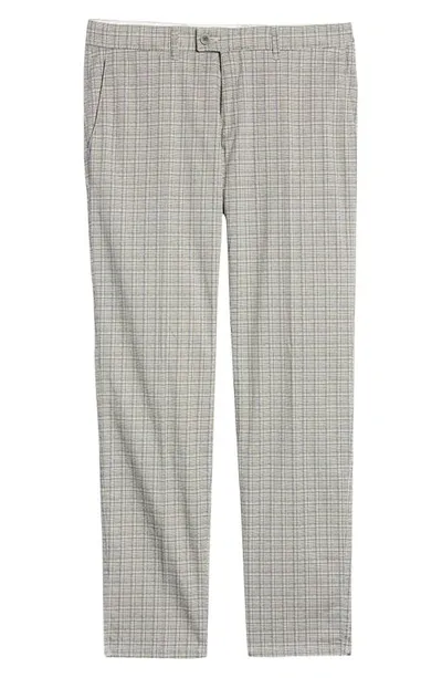 Brax Felix Plaid Stretch Cotton Flat Front Pants In Beige