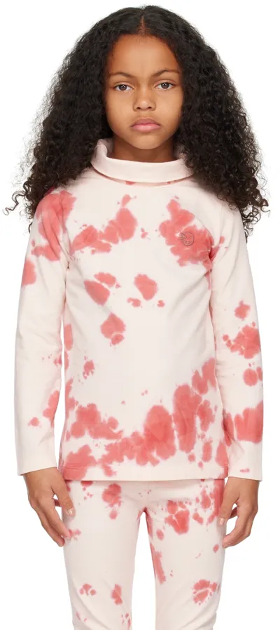 Wynken Kids Pink Luna Turtleneck In Soft Pink Tie Dye