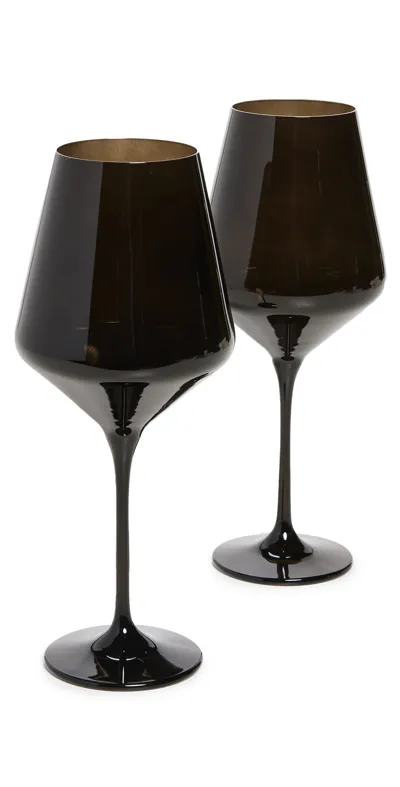 Estelle Colored Glass Stemware Set Of 2 In Black