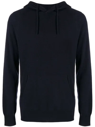 Emporio Armani Logo-embroidered Hoodie In Blau