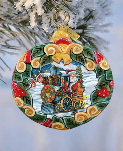 G.debrekht Santa Express Wreath Sculpted Hand, Painted Christmas Ornament In Multi Color