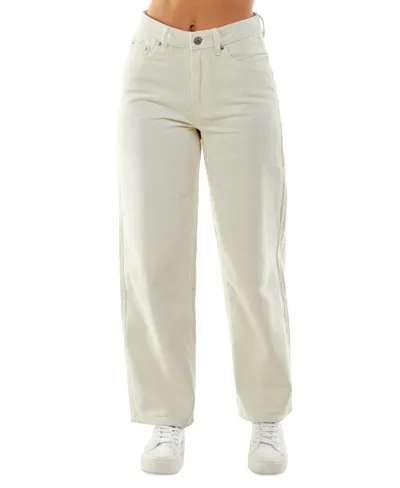 Almost Famous Juniors' 90s Corduroy High-rise Wide-leg Pants In Cream