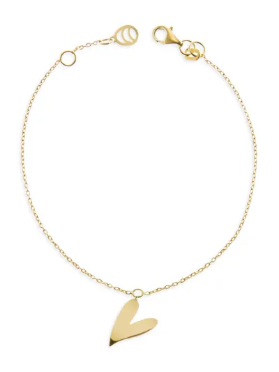 Charms Company Women's Be Mine 14k Yellow Gold Heart Charm Bracelet