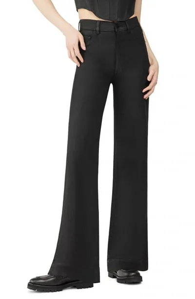 Dl1961 Hepburn Coated High Waist Wide Leg Jeans In Black