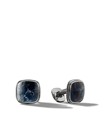 David Yurman Sterling Silver Exotic Stone Pietersite Cufflinks