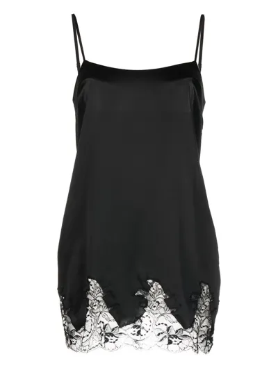 Fleur Of England Babydoll Lace-trim Dress In Black