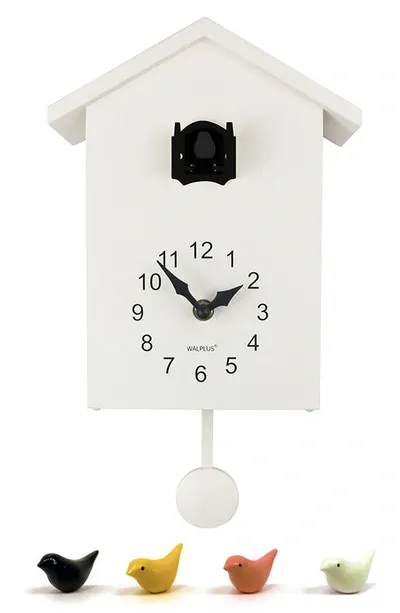 Walplus Black/white Minimalist Cuckoo Clock In Brown