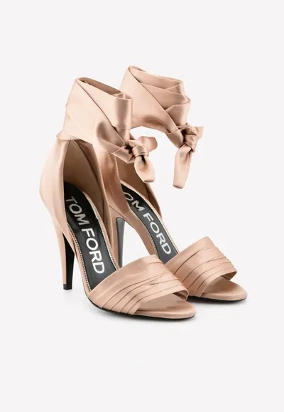 Tom Ford 105 Satin Wraparound Sandals In Pink