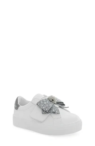 Kurt Geiger Kids' Mini Laney Crystal-embellished Bow Leather Trainers 6-7 Years In Multi-coloured