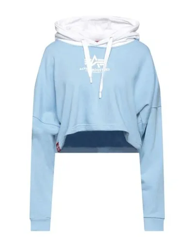 Alpha Industries Woman Sweatshirt Sky Blue Size L Cotton, Polyester