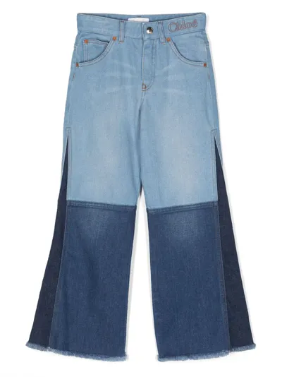 Chloé Kids' Patchwork Jeans In Blue