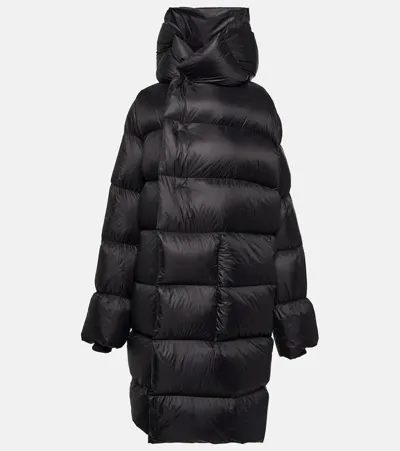 Rick Owens Down-paneled Hooded Jacket In Black